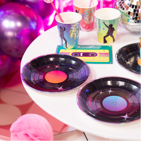 Retro Disco papírtányérok 18 cm | 6 darabos készlet Retro Disco papírtányérok 18 cm | 6 darabos készlet